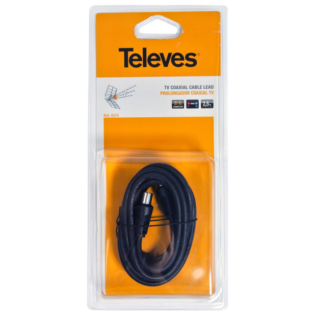 PROLONGADOR COAXIAL "CEI" M-H NEGRO 2.5MTS