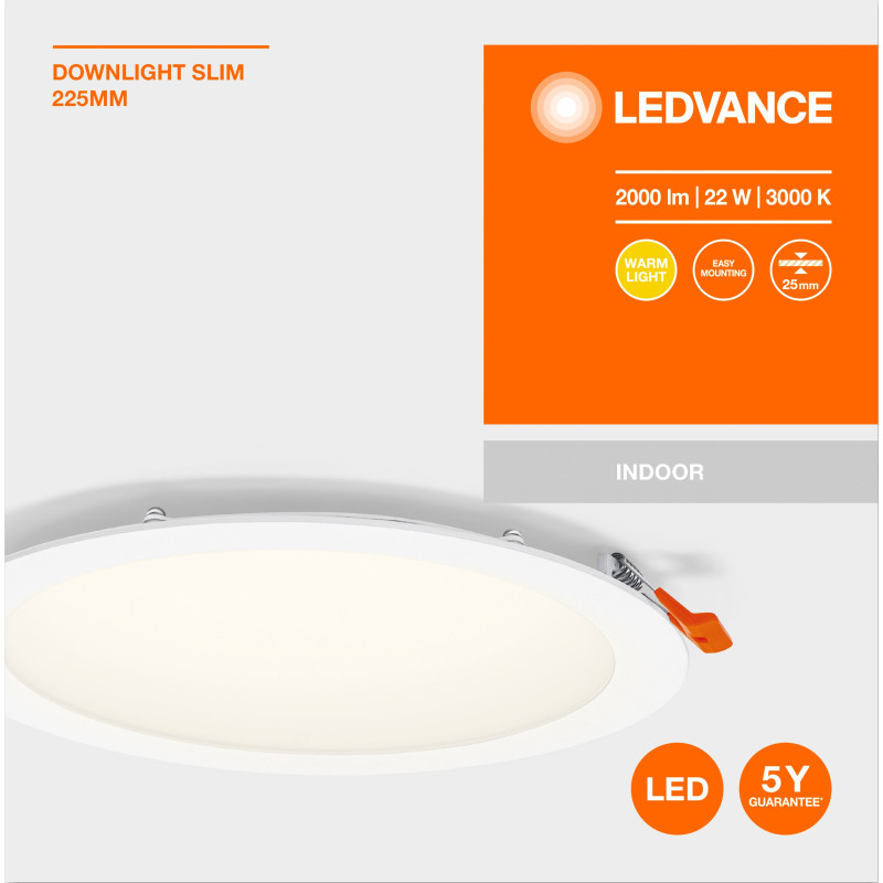 DOWNLIGHT SLIM 225mm 22W 2400LM 3000K