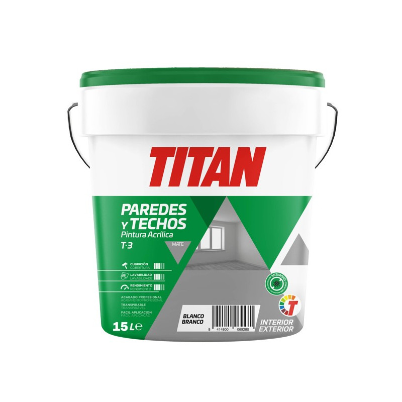 PINTURA ACRIL. MATE T-3 BLANCO 15LTS