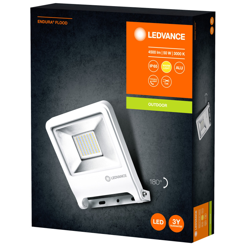 FOCO ENDURA FLOOD 50W 4500LM 3000K 830 BLANCO