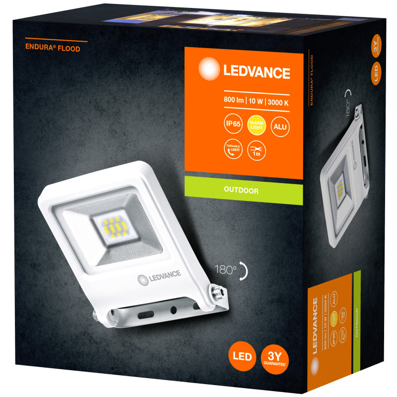 FOCO ENDURA FLOOD 10W 800LM 3000K 830 BLANCO