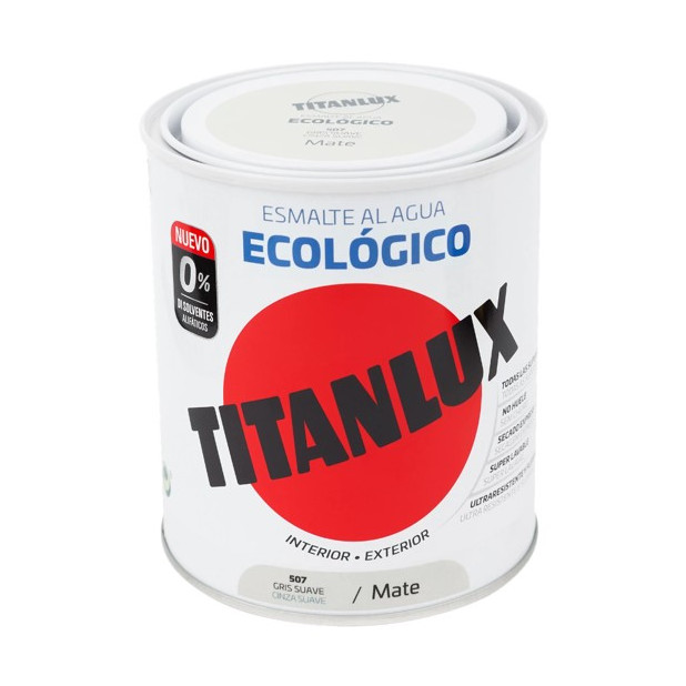 TITANLUX ESMALTE AL AGUA MATE GRIS SUAVE 750ML