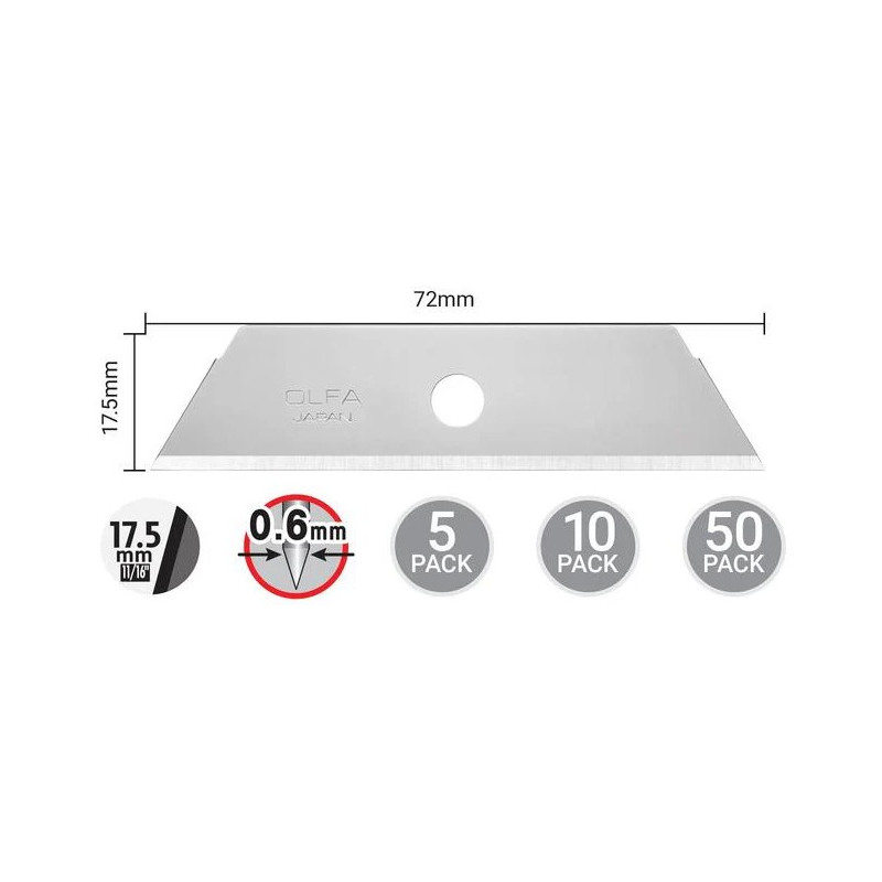 CUCHILLA TRAPEZOIDAL 72x17,5MM (5und)