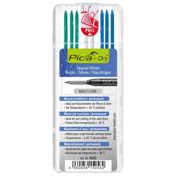 ESTUCHE MINAS VERDE/BLCO/AZUL WATERPROOF (8Und)