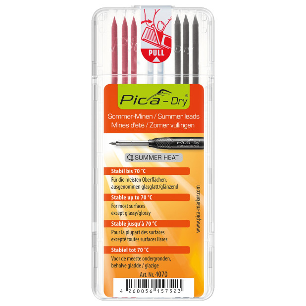 ESTUCHE MINAS ROJO/BLAN/GRAF. ALTAS TEMPERATURAS (8Und)