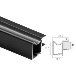 PERFIL TIRADOR 16mm 2,6m.LACADO NEGRO MATE