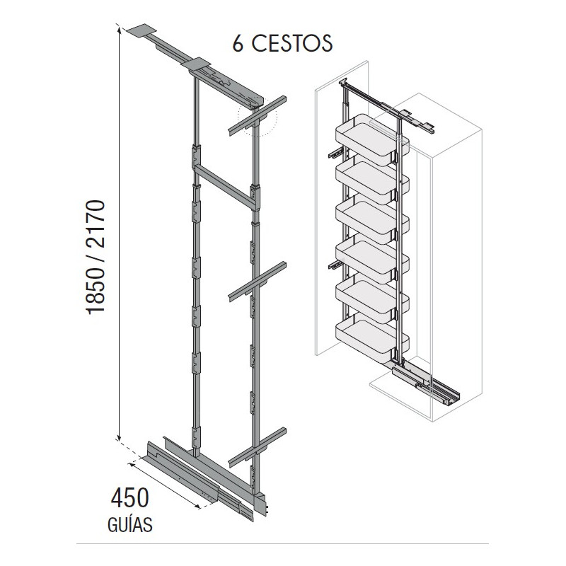 COLUMNA EXTR. 1850-2170MM MOD.40 GRAFITO NEO
