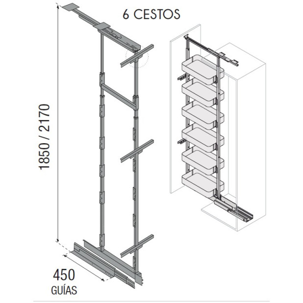 COLUMNA EXTR. 1850-2170MM MOD.40 GRAFITO NEO