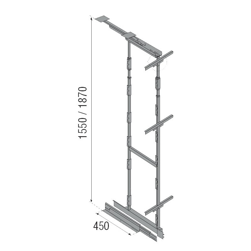 COLUMNA EXTR.OVAL 1550-1870 MM.MOD.50 F19084-CB+F19080/85-CB+F19069 CROMO BRILLO