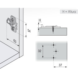 BASE BISAGRA ACERO H-0 HIDRAULICA 180º