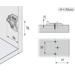 BASE BISAGRA 3D H-2 HIDRAULICA DTC