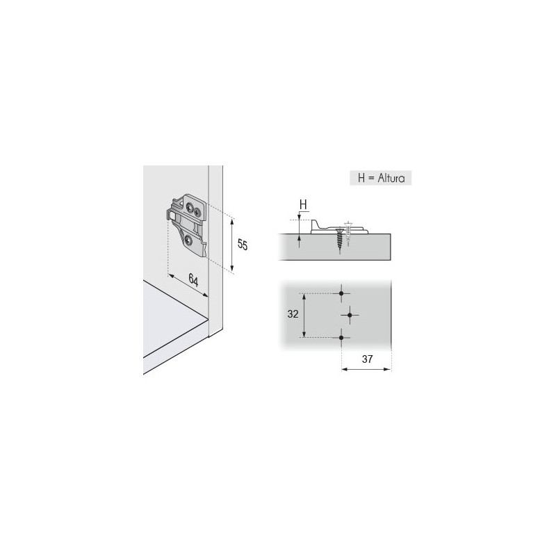 BASE BISAGRA 3D H-2 HIDRAULICA DTC