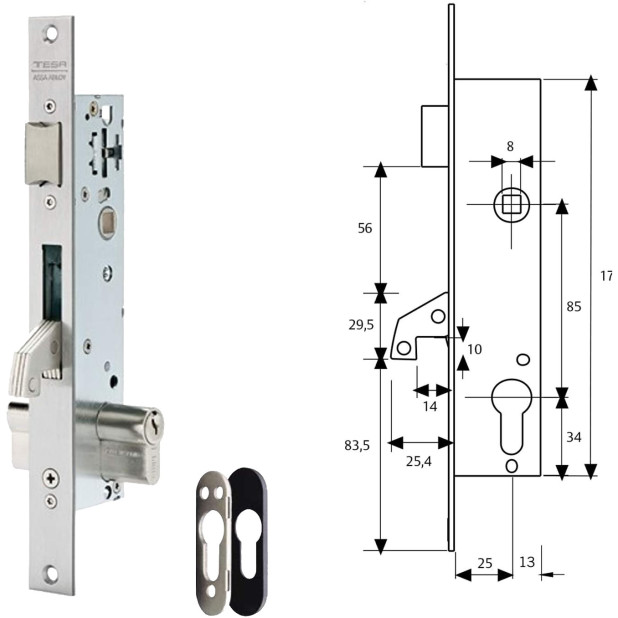 CERRADURA TESA 2241/25AI S/ESC.