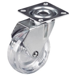RUEDA EMMA III 35MM PLACA 46x46 S/FRENO 40KG CROMO-TRANSP.