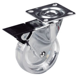 RUEDA EMMA III 75MM PLACA 60x60 C/FRENO 65KG CROMO-TRANSP.
