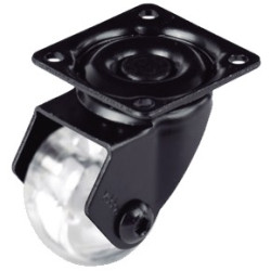 RUEDA EMMA III 35MM PLACA 46x46 S/FRENO 40KG NEGRA-TRANSP.