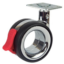 RUEDA KOO EVO 75MM PLACA 47x47 C/FRENO ZAMAK 85KG