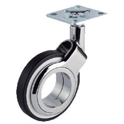 RUEDA OLYM 60MM PLACA 47x47 S/FRENO CR. ARO NEGRO 60KG