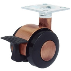 RUEDA JASON 40MM PLACA 38x38 C/FRENO COBRE NEGRO 40KG