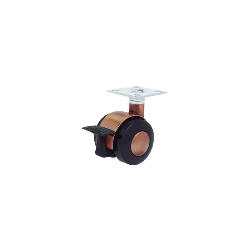 RUEDA JASON 40MM PLACA 38x38 C/FRENO COBRE NEGRO 40KG
