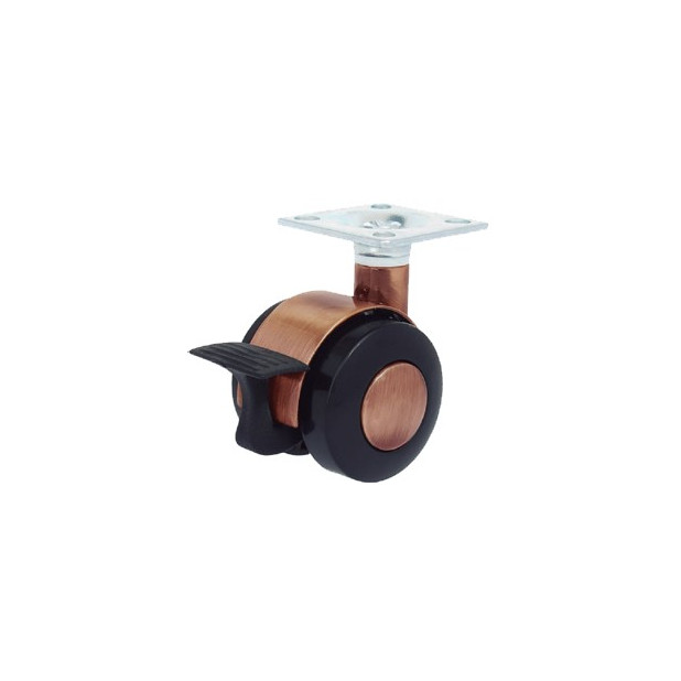 RUEDA JASON 40MM PLACA 38x38 C/FRENO COBRE NEGRO 40KG