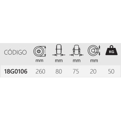 RUEDA IMPINCHABLE 260 LLANTA PLASTICO C/COJINETE LISO