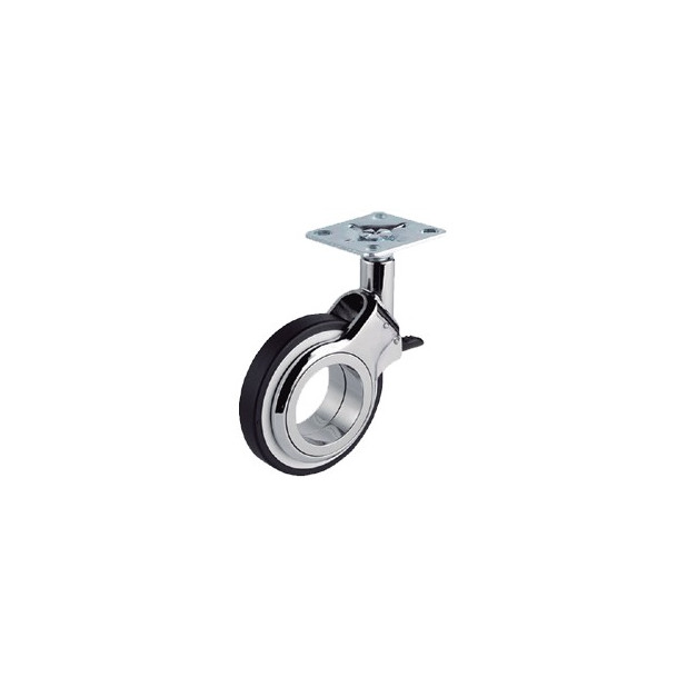 RUEDA OLYM 60MM PLACA 47x47 C/FRENO CR.ARO NEGRO 60KG