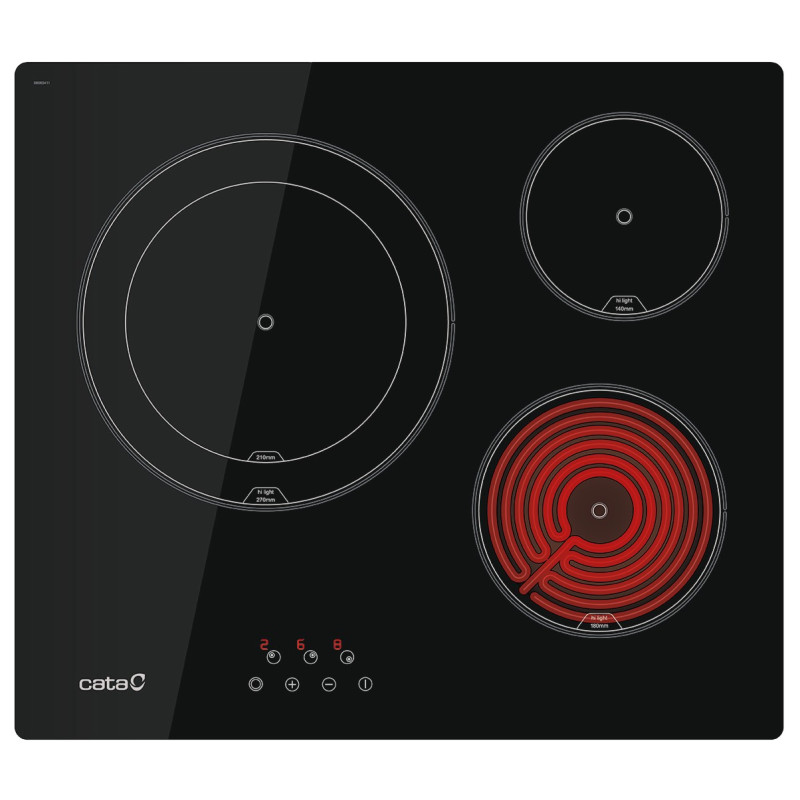 PLACA VITROCERAMICA CATA 3 FUEGOS TD 6003 BK/B