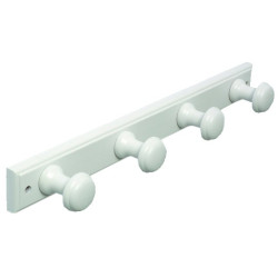 PERCHERO MADERA 4 POMOS REDONDOS /LACADO BLANCO