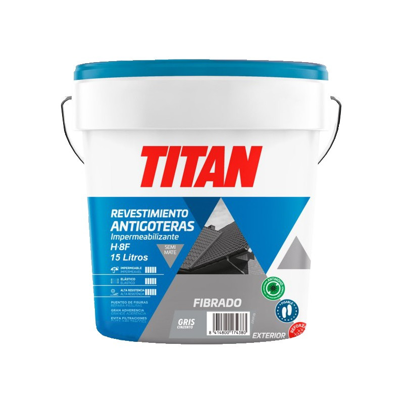 IMPER. TITAN FIBRADO GRIS 15LTS.