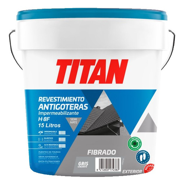 IMPER. TITAN FIBRADO GRIS 15LTS.