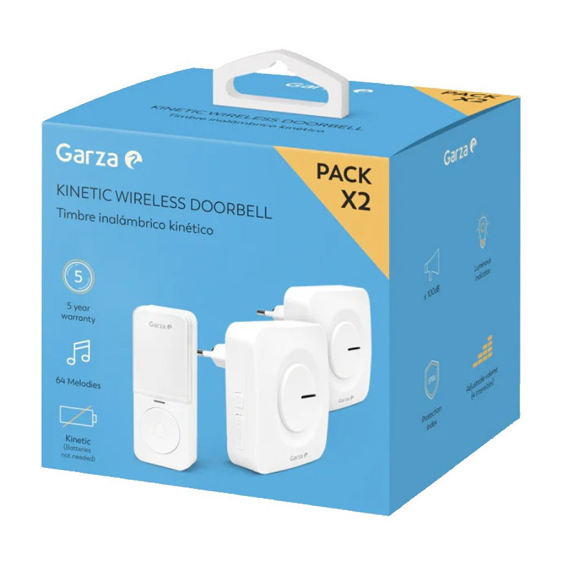 TIMBRE INALAMBRICO PLUG+KINETIC BLANCO 2 RECEPT.