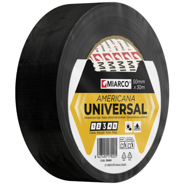 CINTA AMERICANA UNIVERSAL NEGRA 50MMx10MTS
