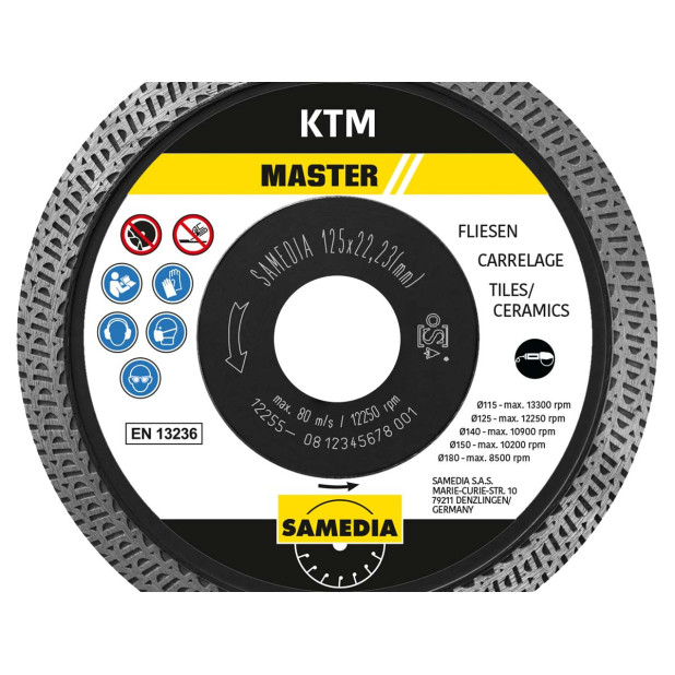DISCO DIAMANTE MASTER KTM 125x22,23mm PORCELANICO