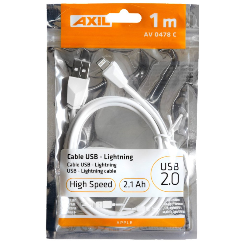 CABLE SINCRONIZACION Y CARGA USB-LIGTING IPHONE 1m