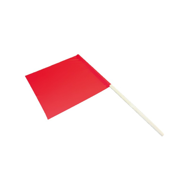 BANDERA SEÑALIZACION ROJA C/MANGO MADERA 50x48CM