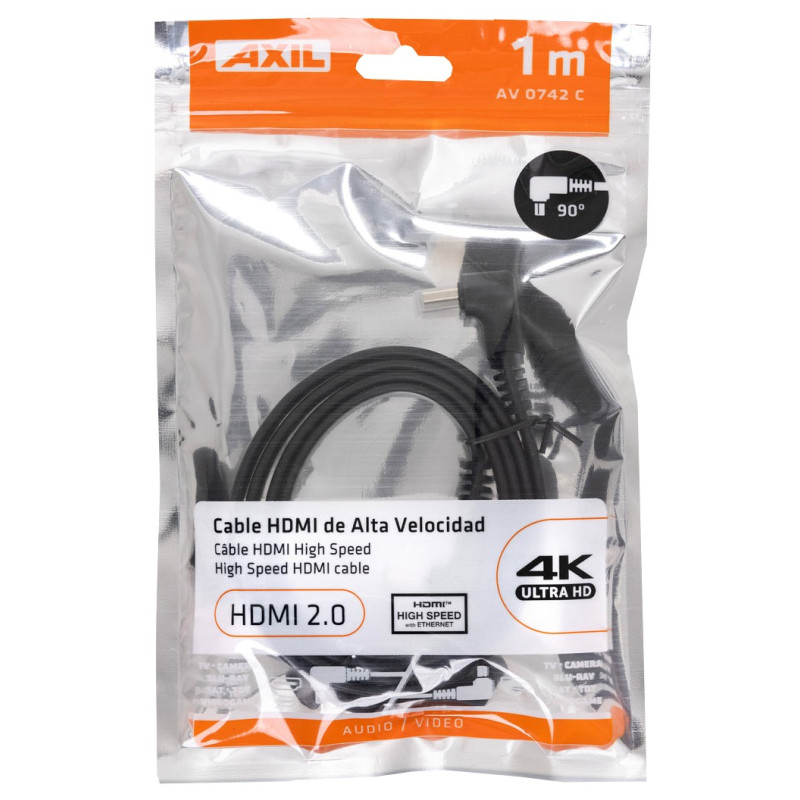 CABLE HDMI PLANO Y CONECTOR RECTO 270º 1M