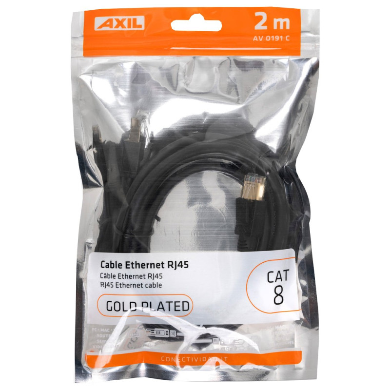 CABLE ETHERNET RJ45/RJ45 CAT8 CU-NEGRO 2M