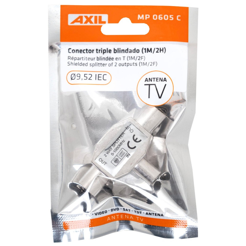 CONECTOR ANTENA BLINDADO 1MACHO/2HEMBRAS