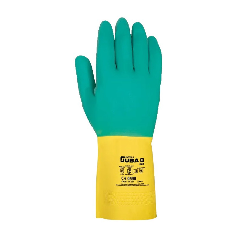 GUANTE CAPITOL II BICOLOR LATEX FLOCADO T.10