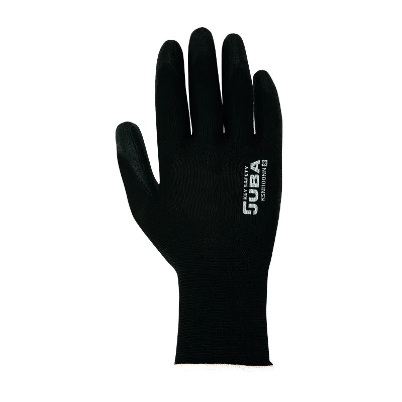 GUANTE POLIESTER REC. NITRILO NEGRO T.8