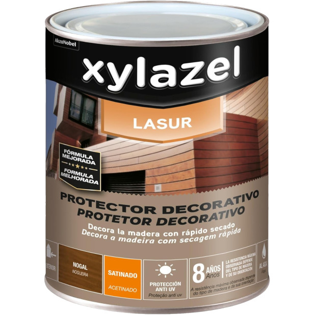 PROTECTOR LASUR AGUA SATINADO NOGAL 750ML***DESCAT