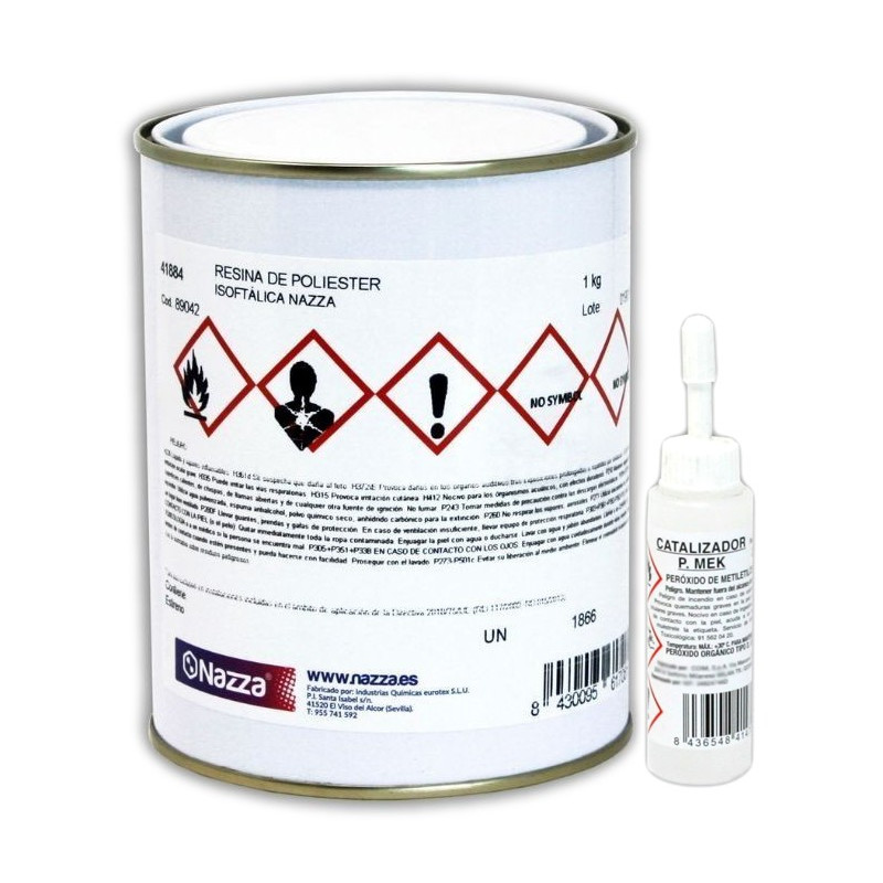 RESINA POLIESTER ISOFT. NAZZA 1KG.+ PEROXIDO 20ML