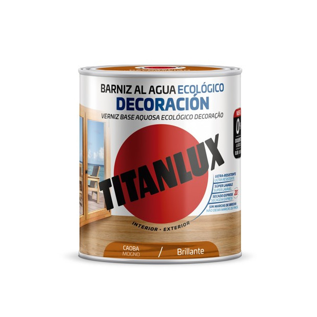 TITANLUX BARNIZ AL AGUA BRILLANTE CAOBA 250ML