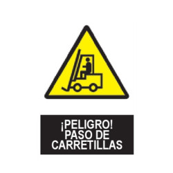 SEÑAL ¡PELIGRO! PASO DE CARRETILLAS 21x29CM