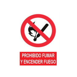 SEÑAL PROHIBIDO FUMAR Y ENCENDER FUEGO 21x29CM