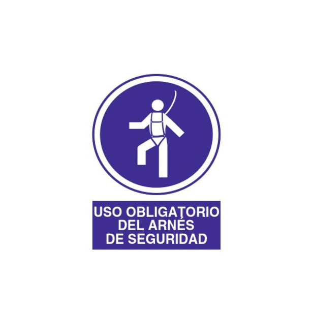 SEÑAL OBLIGATORIO EL USO DE ARNES DE SEGURIDAD 21x29CM