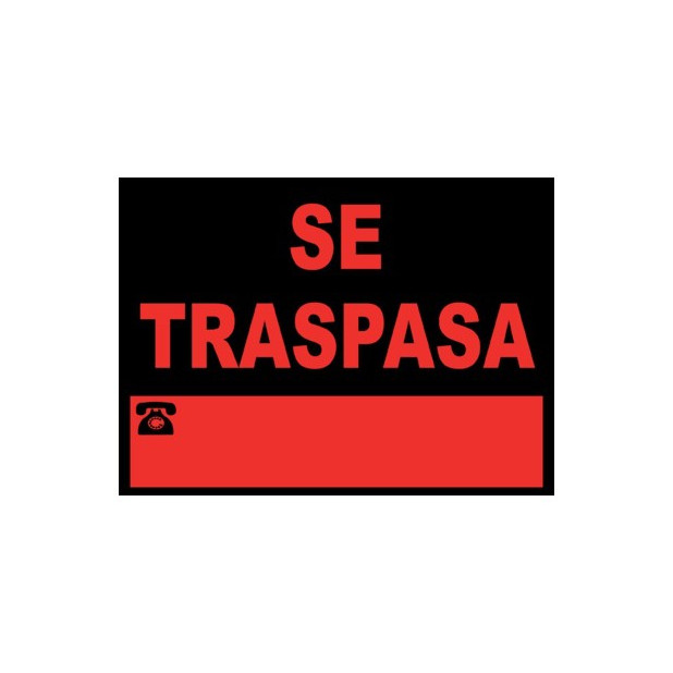 CARTEL SE TRASPASA 40x30CM