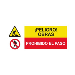 SEÑAL ¡PELIGRO! OBRAS | PROHIBIDO EL PASO 29x21CM