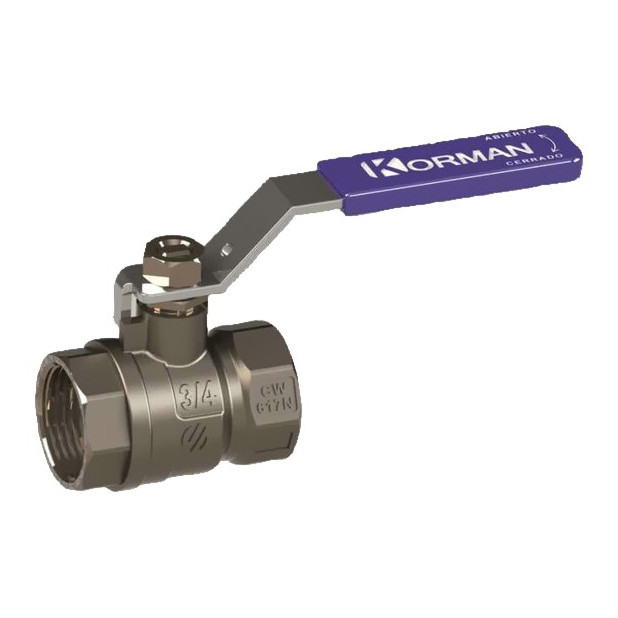 VALVULA DE ESFERA KORMAN 1/2 H-H PALANCA PROT. EPOXY